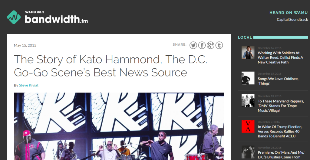 The Story of Kato Hammond, The D.C. Go-Go Scene Best News Source - WAMU Bandwith