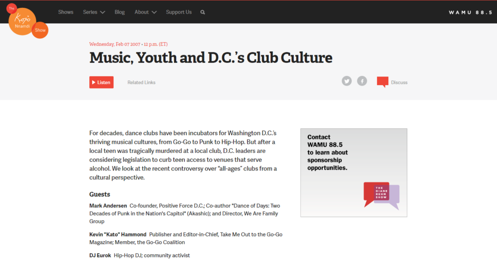 Music, Youth and D.C.’s Club Culture - The Kojo Nnamdi Show