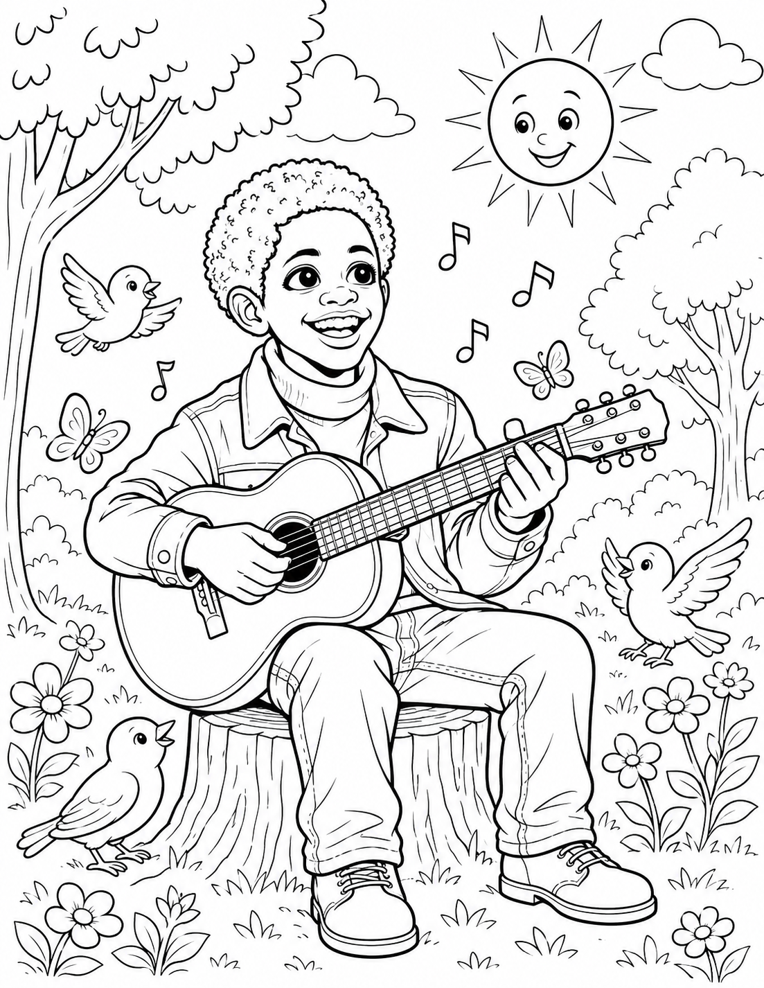 Little Kato’s Musical Journey – Printable Coloring Book PDF - Image 2