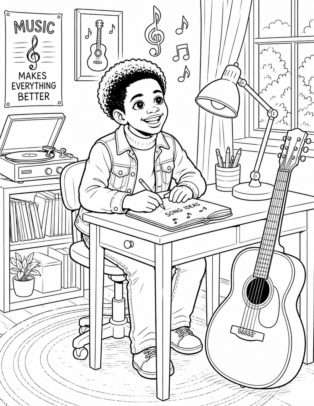 Little Kato’s Musical Journey – Printable Coloring Book PDF - Image 5